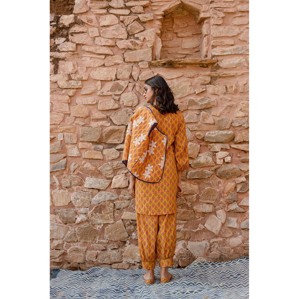 Gulabo Jaipur Qia Yellow Kurta with Pants & Jacket (Set of 3)