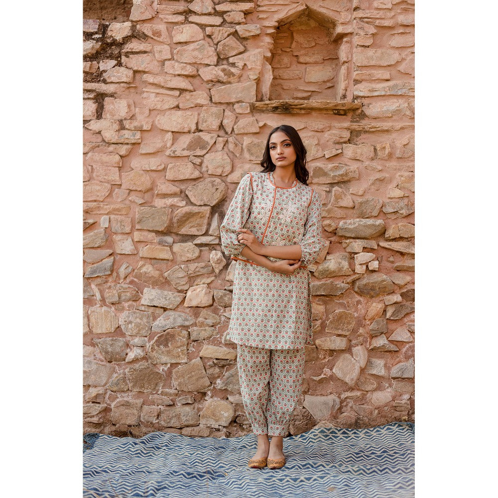 Gulabo Jaipur Qia Sky Kurta with Pants & Jacket (Set of 3)