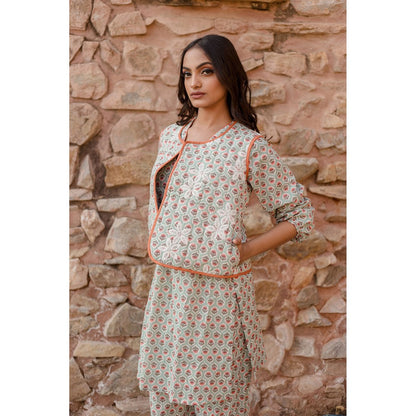 Gulabo Jaipur Qia Sky Kurta with Pants & Jacket (Set of 3)