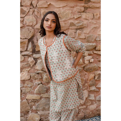 Gulabo Jaipur Qia Sky Kurta with Pants & Jacket (Set of 3)