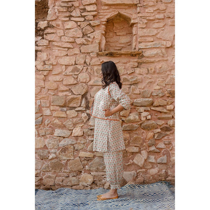 Gulabo Jaipur Qia Sky Kurta with Pants & Jacket (Set of 3)