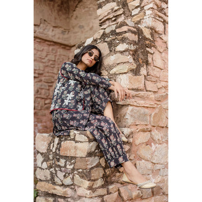 Gulabo Jaipur Qia Black Kurta with Pants & Jacket (Set of 3)