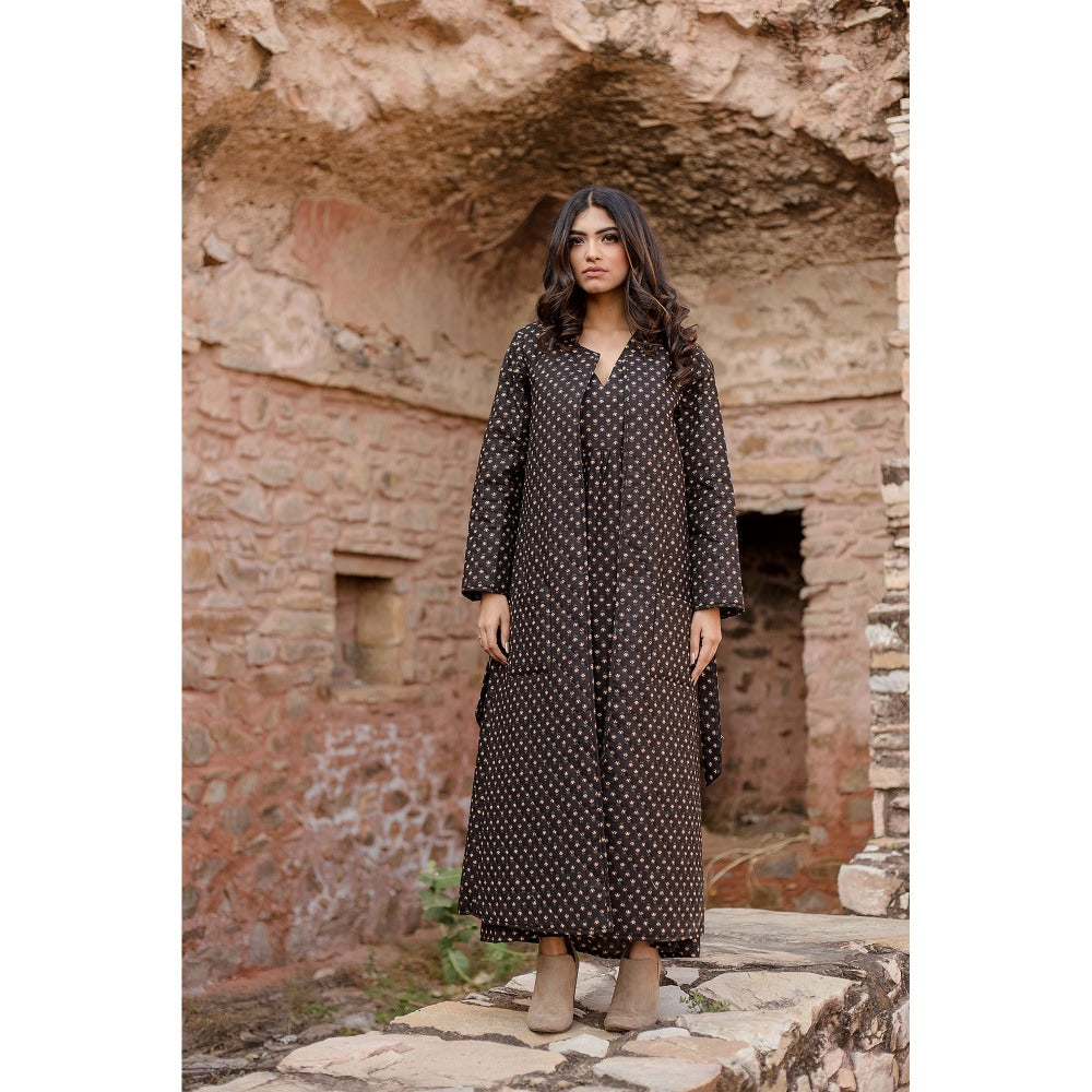 Gulabo Jaipur Kamya Black Dress & Jacket with Belt (Set of 3)