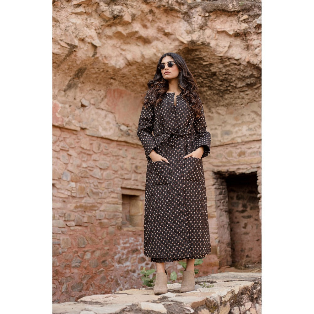 Gulabo Jaipur Kamya Black Dress & Jacket with Belt (Set of 3)