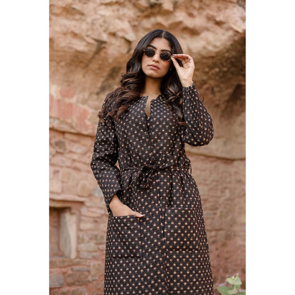 Gulabo Jaipur Kamya Black Dress & Jacket with Belt (Set of 3)
