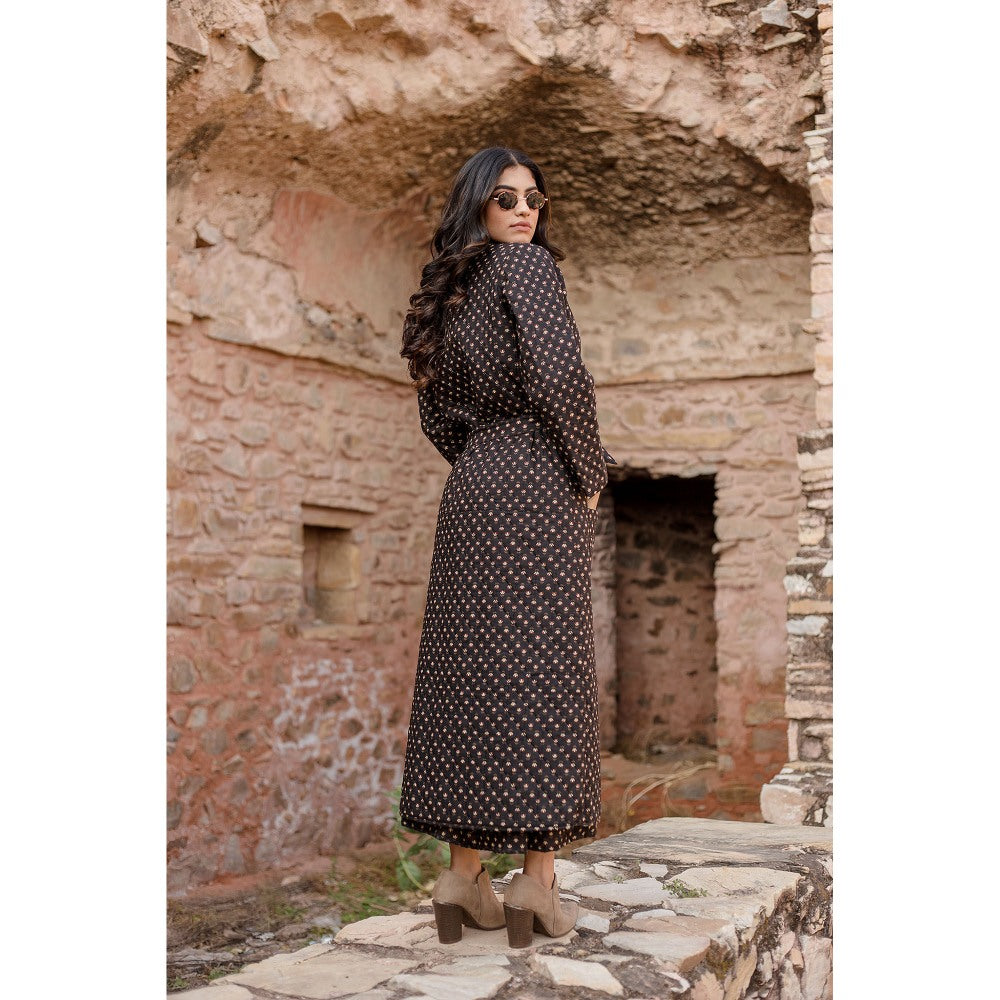 Gulabo Jaipur Kamya Black Dress & Jacket with Belt (Set of 3)