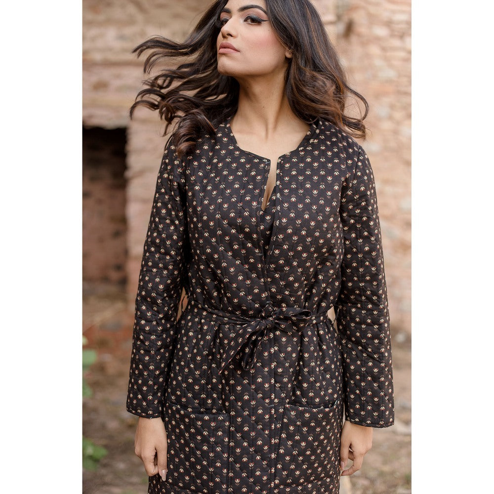 Gulabo Jaipur Kamya Black Dress & Jacket with Belt (Set of 3)