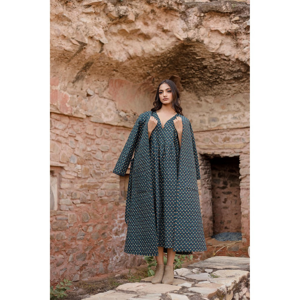 Gulabo Jaipur Kamya Green Dress & Jacket with Belt (Set of 3)