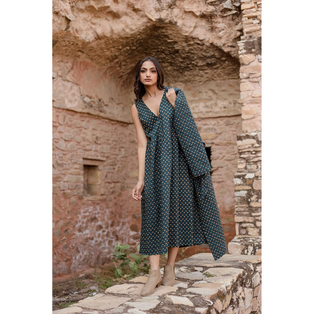 Gulabo Jaipur Kamya Green Dress & Jacket with Belt (Set of 3)