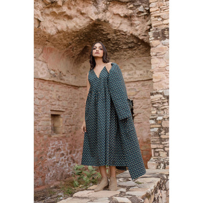 Gulabo Jaipur Kamya Green Dress & Jacket with Belt (Set of 3)