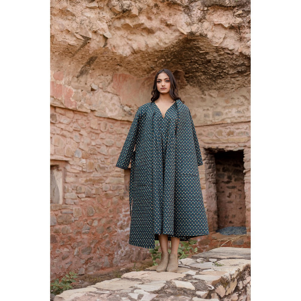 Gulabo Jaipur Kamya Green Dress & Jacket with Belt (Set of 3)