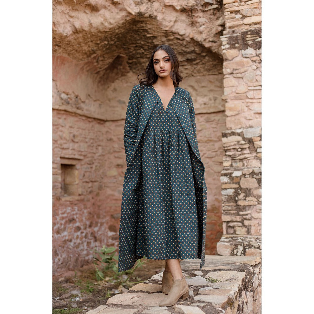 Gulabo Jaipur Kamya Green Dress & Jacket with Belt (Set of 3)