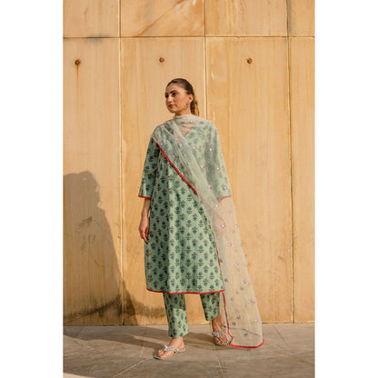 Gulabo Jaipur Noya Green Kurta with Pants & Dupatta (Set of 3)