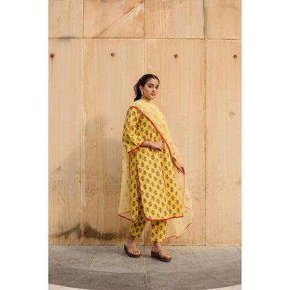 Gulabo Jaipur Noya Yellow Kurta with Pants & Dupatta (Set of 3)