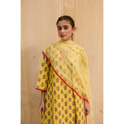 Gulabo Jaipur Noya Yellow Kurta with Pants & Dupatta (Set of 3)