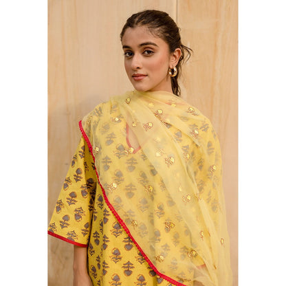 Gulabo Jaipur Noya Yellow Kurta with Pants & Dupatta (Set of 3)