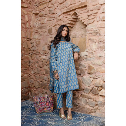 Gulabo Jaipur Kayal Blue Kurta with Pants & Dupatta (Set of 3)