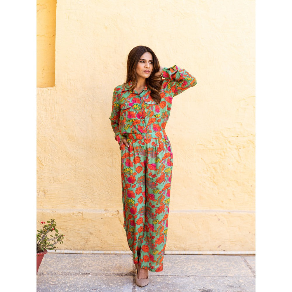 Gulabo Jaipur Candy Green Top with Pants (Set of 2)