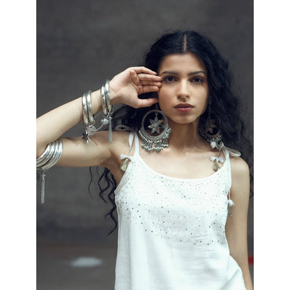 Gulaal Samichi White Top With Cowl Pant (Set of 2)