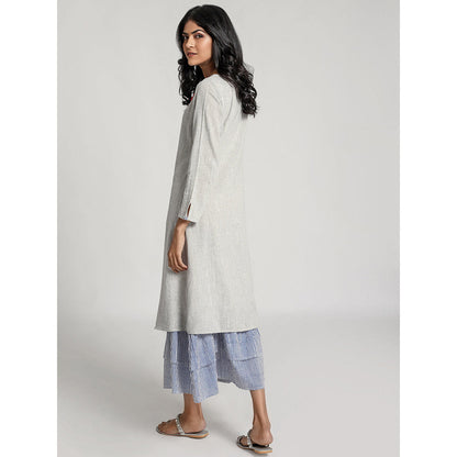 Gulaal Grey Cotton Heart Embroidery Dress