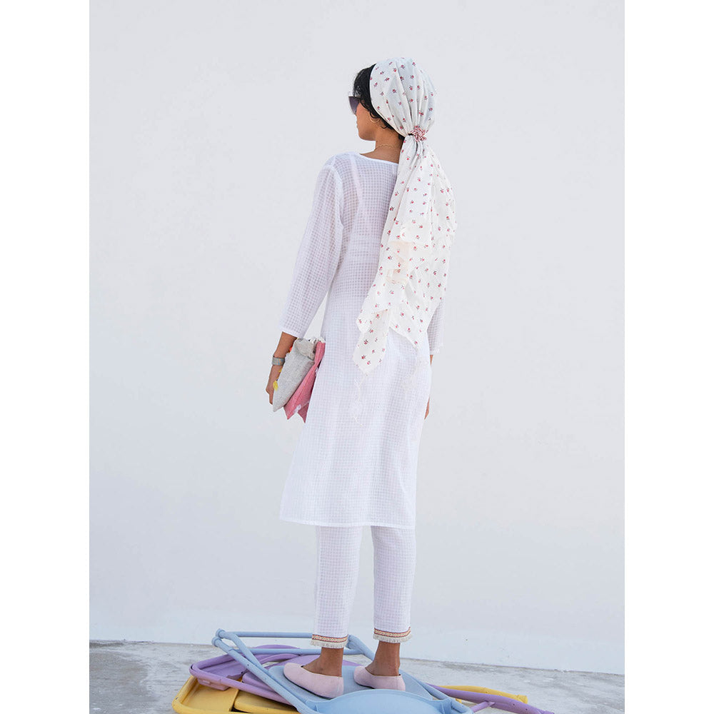 Gulaal White Peonia Kurta & Pant With Bralette (Set of 3)
