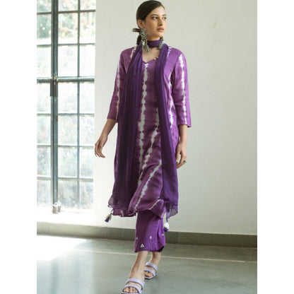 Gulaal Purple Tie & Dye Kurta And Palazzo With Dupatta (Set of 3)