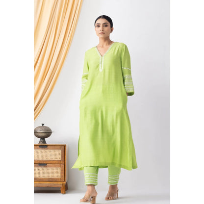 HAAVI BY PURAB Zyra Embroidered Green Kurta with Pant
