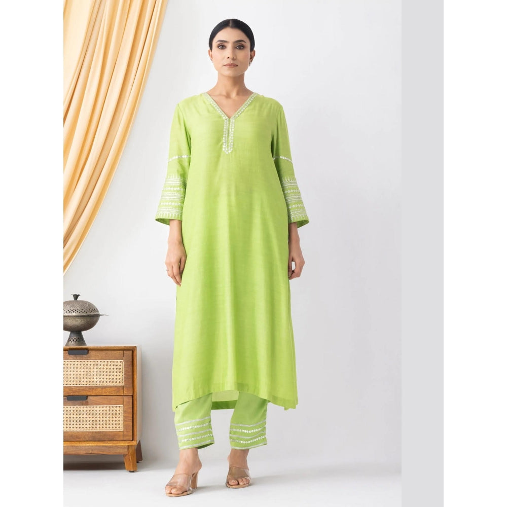HAAVI BY PURAB Zyra Embroidered Green Kurta with Pant