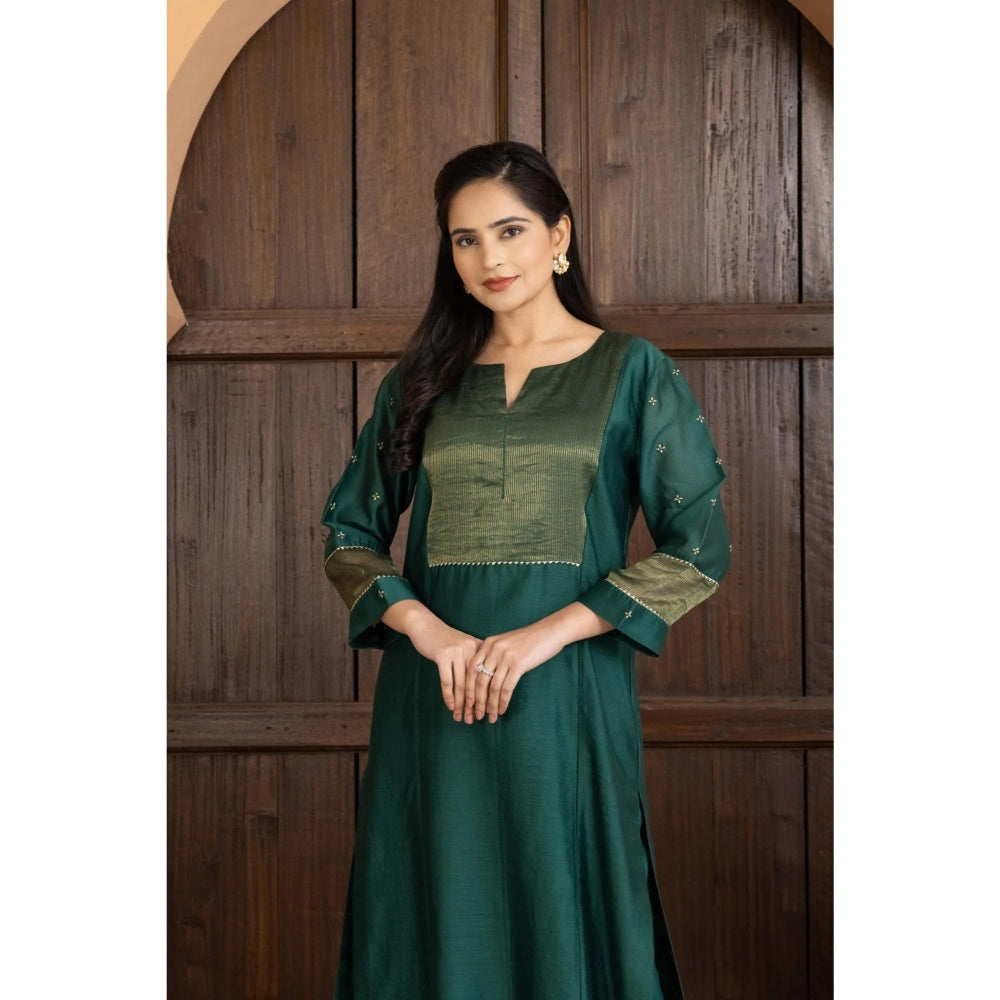 HAAVI BY PURAB Yura Zari Embroidered Green Kurta with Pant