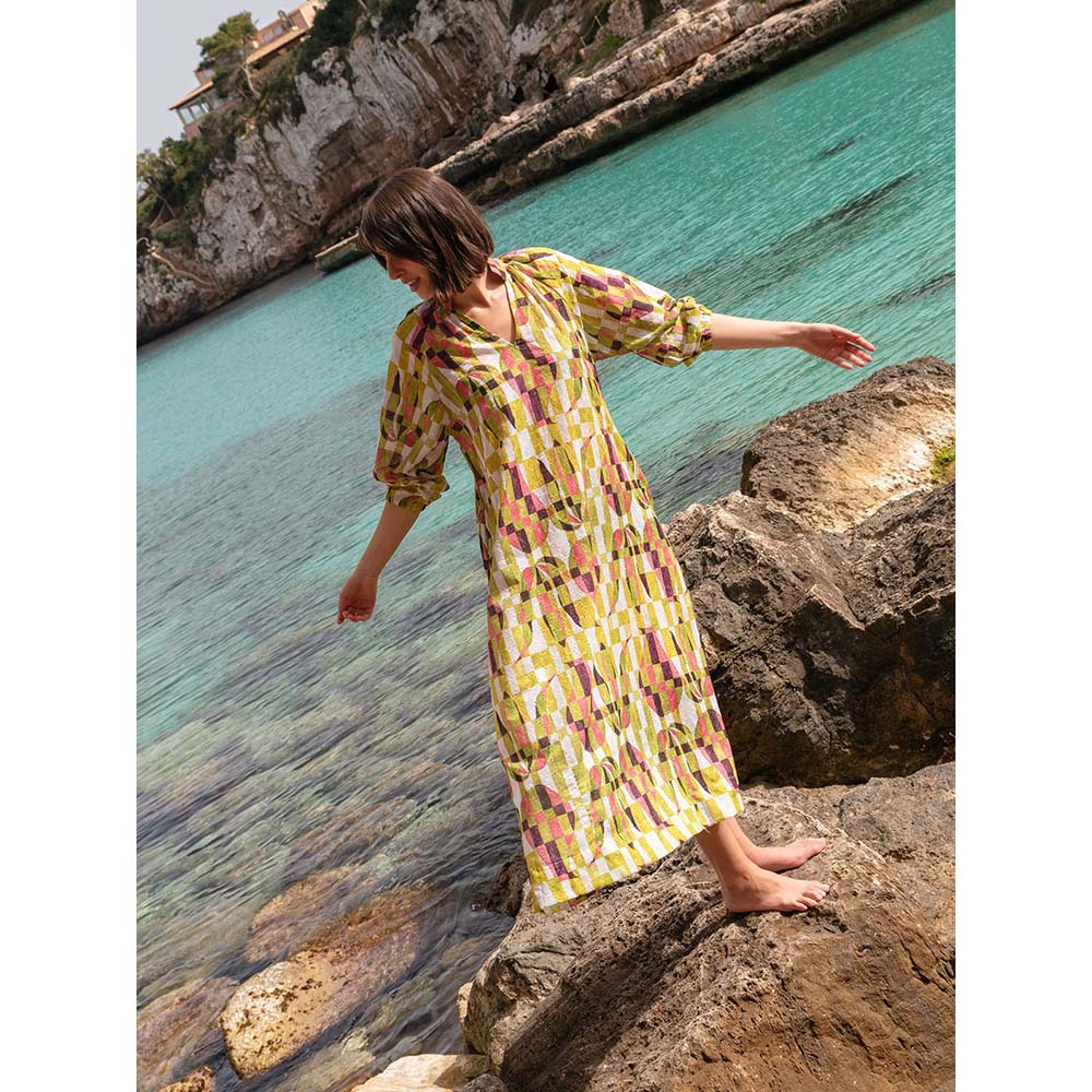 Happi Space Meadow Dress In Moss Print