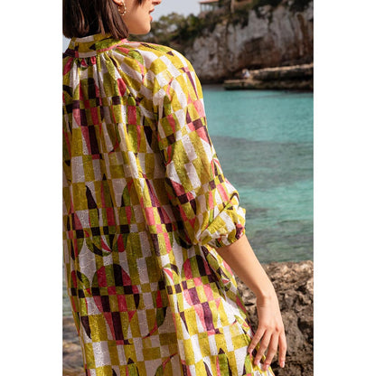 Happi Space Meadow Dress In Moss Print