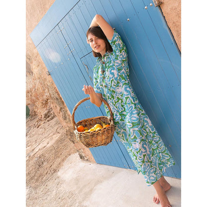 Happi Space Honeydew Kaftan In Azure Print