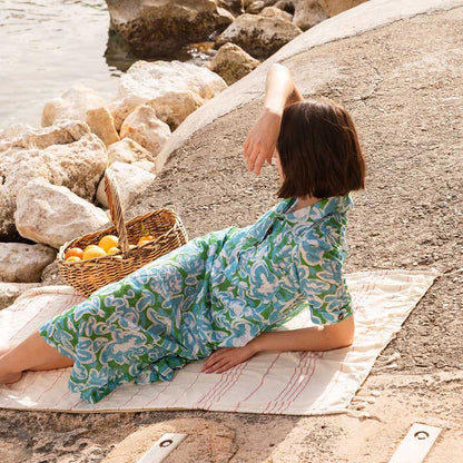 Happi Space Honeydew Kaftan In Azure Print