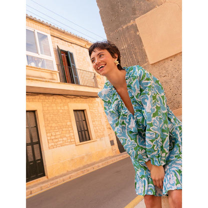 Happi Space Margarita Dress In Azure Print (Set of 2)