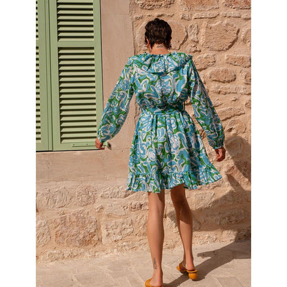 Happi Space Margarita Dress In Azure Print (Set of 2)