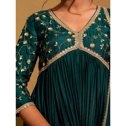 Harleen Kaur Green Embroidered Anarkali with Pant and Dupatta