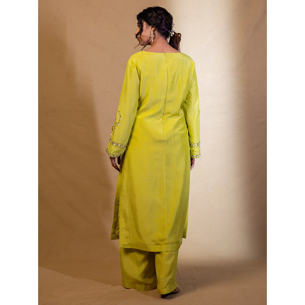 Harleen Kaur Lime Yellow Kurta with Palazzo and Dupatta