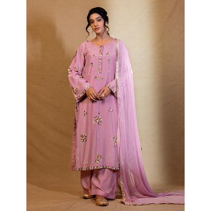 Harleen Kaur Purple Embroidered Kurta with Pant and Dupatta