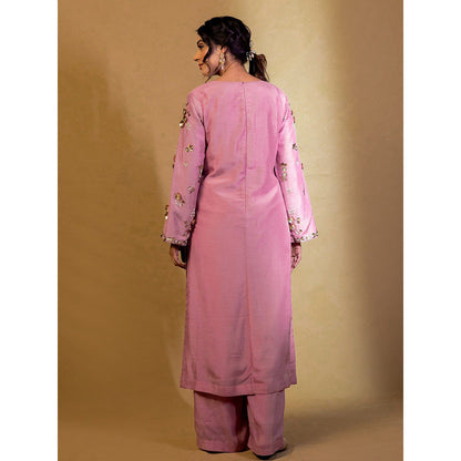 Harleen Kaur Purple Embroidered Kurta with Pant and Dupatta