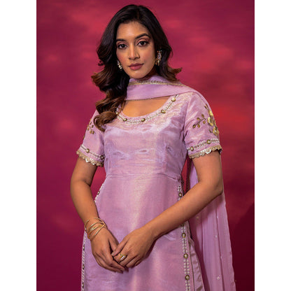 Harleen Kaur Lavender Embroidered Sharara with Kurti and Dupatta