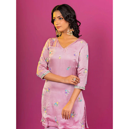 Harleen Kaur Purple Embroidered Sharara with Kurti and Dupatta
