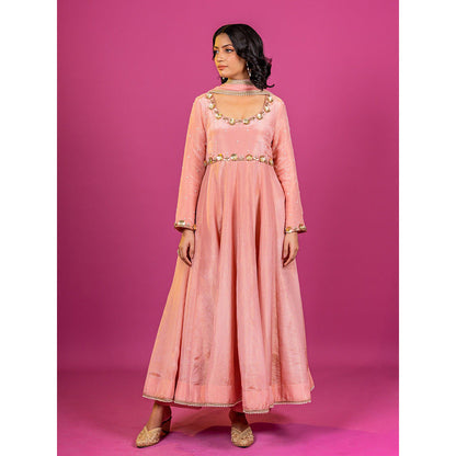 Harleen Kaur Pink Embroidered Anarkali with Pant and Dupatta