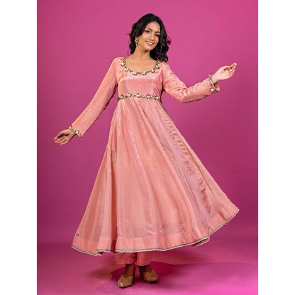 Harleen Kaur Pink Embroidered Anarkali with Pant and Dupatta