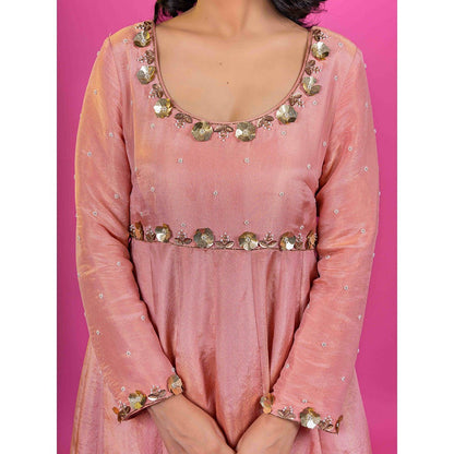 Harleen Kaur Pink Embroidered Anarkali with Pant and Dupatta