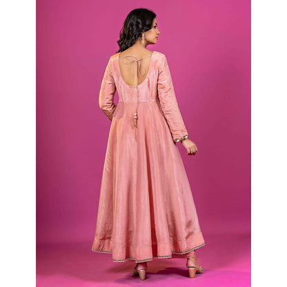 Harleen Kaur Pink Embroidered Anarkali with Pant and Dupatta