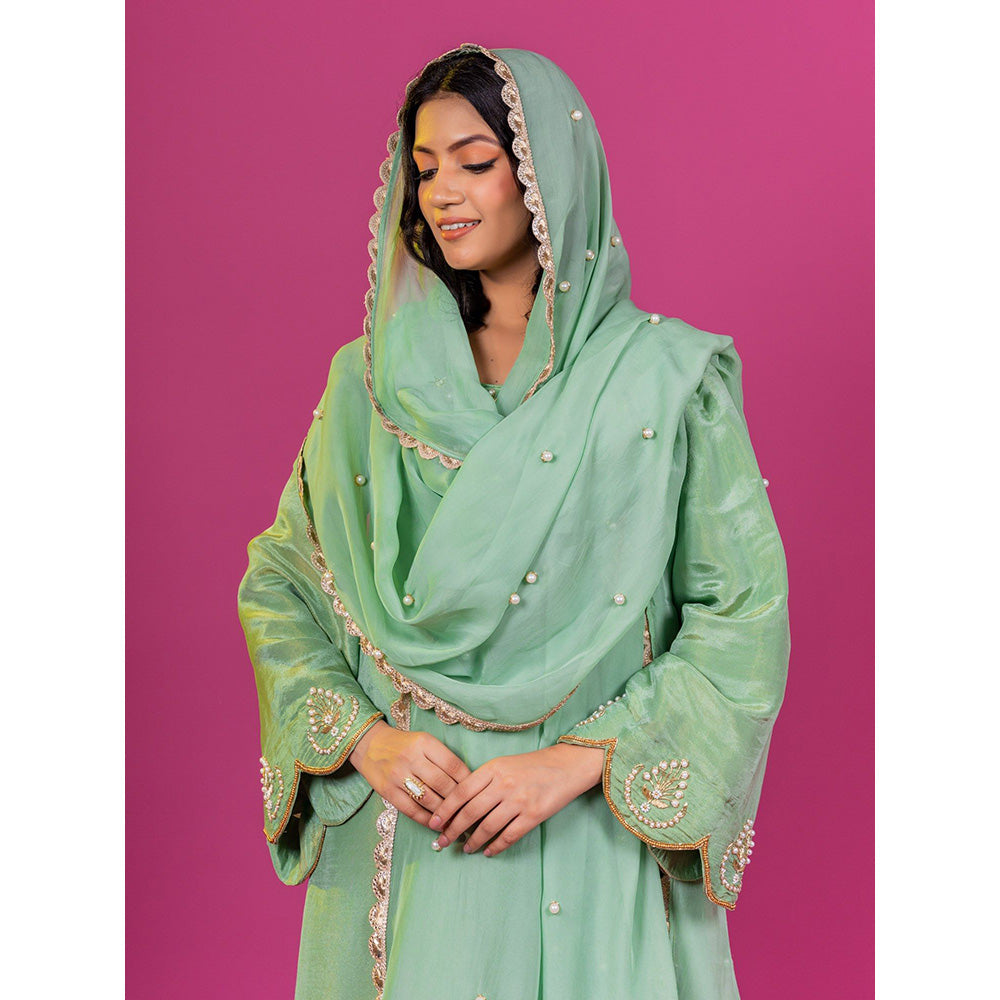 Harleen Kaur Green Embroidered Kurta with Pant and Dupatta