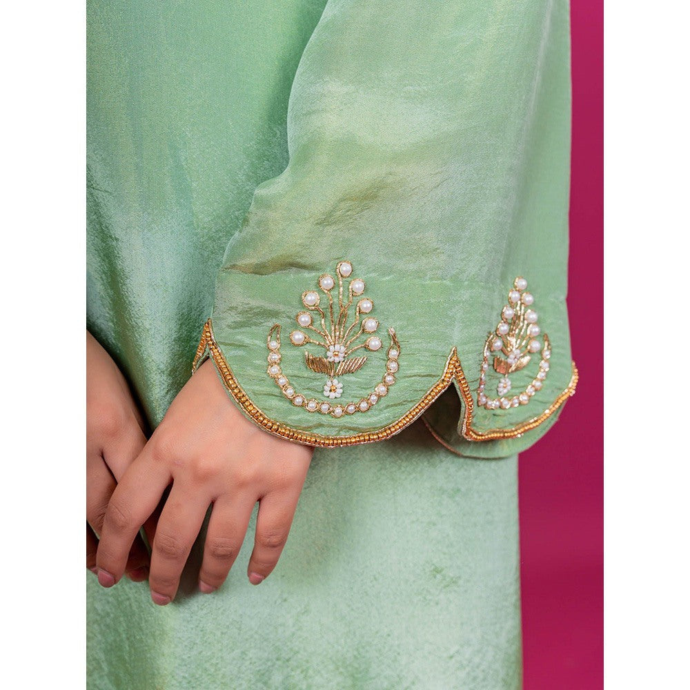 Harleen Kaur Green Embroidered Kurta with Pant and Dupatta