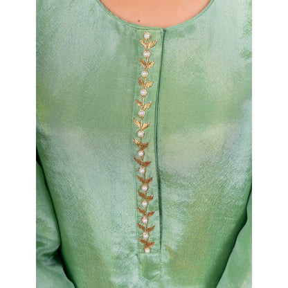 Harleen Kaur Green Embroidered Kurta with Pant and Dupatta