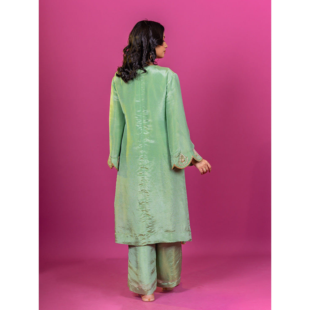 Harleen Kaur Green Embroidered Kurta with Pant and Dupatta
