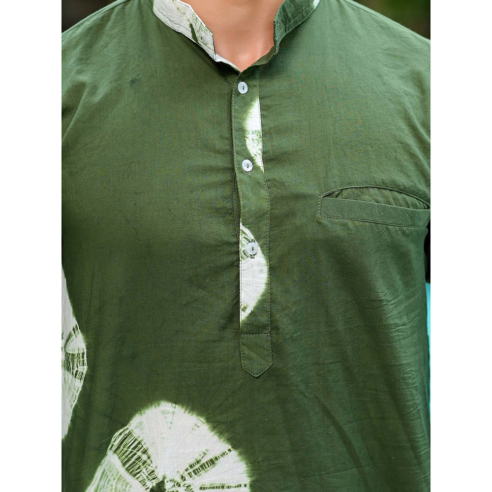 Hatheli Sage Green Bandhani Cotton Kurta